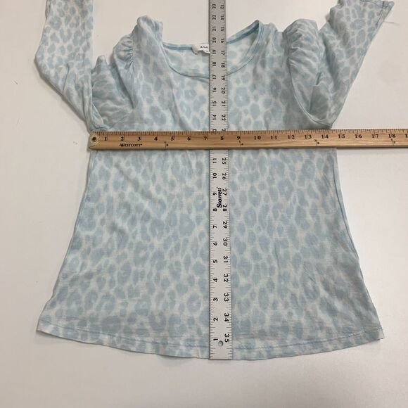 ALC Karlie Top Womens S Leopard Cotton Crew Neck Puff 3/4 Sleeve Pullover *READ - Picture 8 of 16